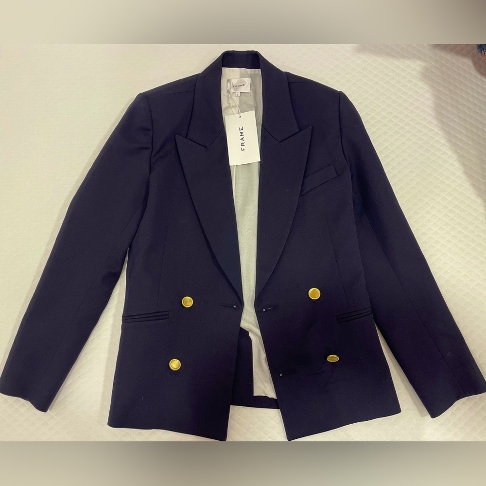 Dark Blue Jacket with Metallic Accents